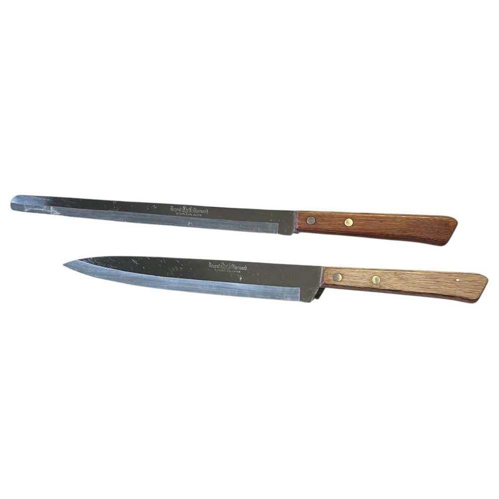 Lot 2 Vtg Regent Sherwood Stainless Slicing Carving Knives Serrated Blade Japan